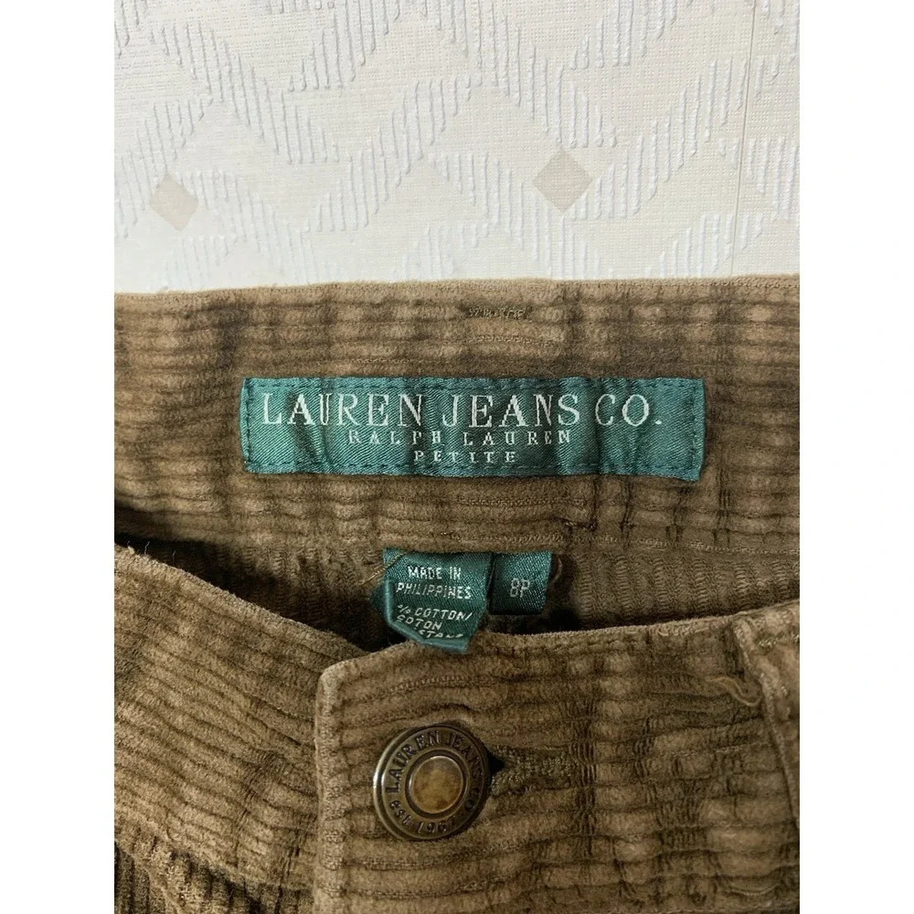 Ralph Lauren Corduroy Pants Women 8‎ Petite Brown Straight Lauren Jean Co. - Picture 3 of 10